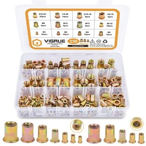 Rivet Nuts Assortment Kit, 230PCS SAE and Metric Carbon Steel UNC Nutserts Ri... - Picture 1 of 7