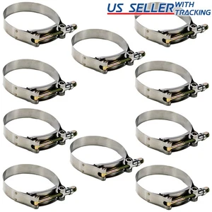 10Ps 4" inch Stainless Steel T-Bolt Clamps for 4" I.D. Hose Range 108mm - 116mm - Bild 1 von 6