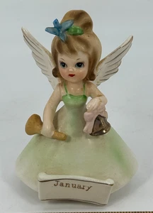 Vintage Nanco Boston Porcelain January Birthday Angel Figurine Made In Japan - Picture 1 of 13