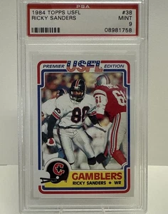 1984 Topps USFL  Ricky Sanders ROOKIE #38 PSA 9 REDSKINS GAMBLERS MINT RC 💥 - Picture 1 of 2