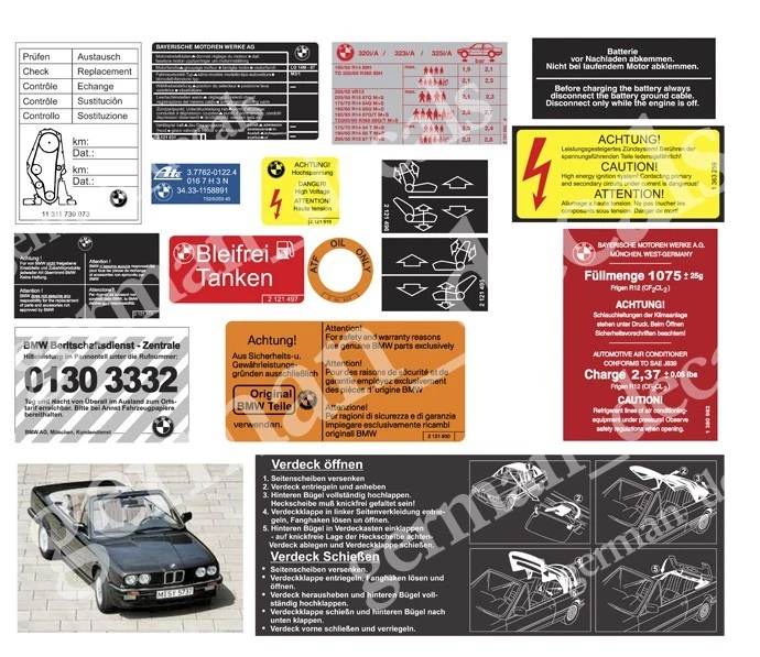 РЕСТАВРАЦИЯ, НАКЛЕЙКА, НАБОР НАКЛЕЕК ДЛЯ BMW e30 320i / 325i CABRIO / КАБРИОЛЕТ - Изображение 1 из 1