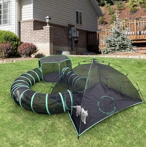 Cat Outdoor/indoor Enclosure - 4 In 1 Tent And Tunnels - Picture 1 of 4
