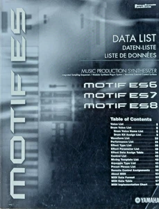Yamaha MOTIF ES ES6 ES7 ES8 Synthesizer Keyboard Original Data List, Manual # 2 - Picture 1 of 1