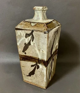 Jarrón cuadrado japonés pintado de hierro Shoji Hamada Living National Treasure de colección - Imagen 1 de 10
