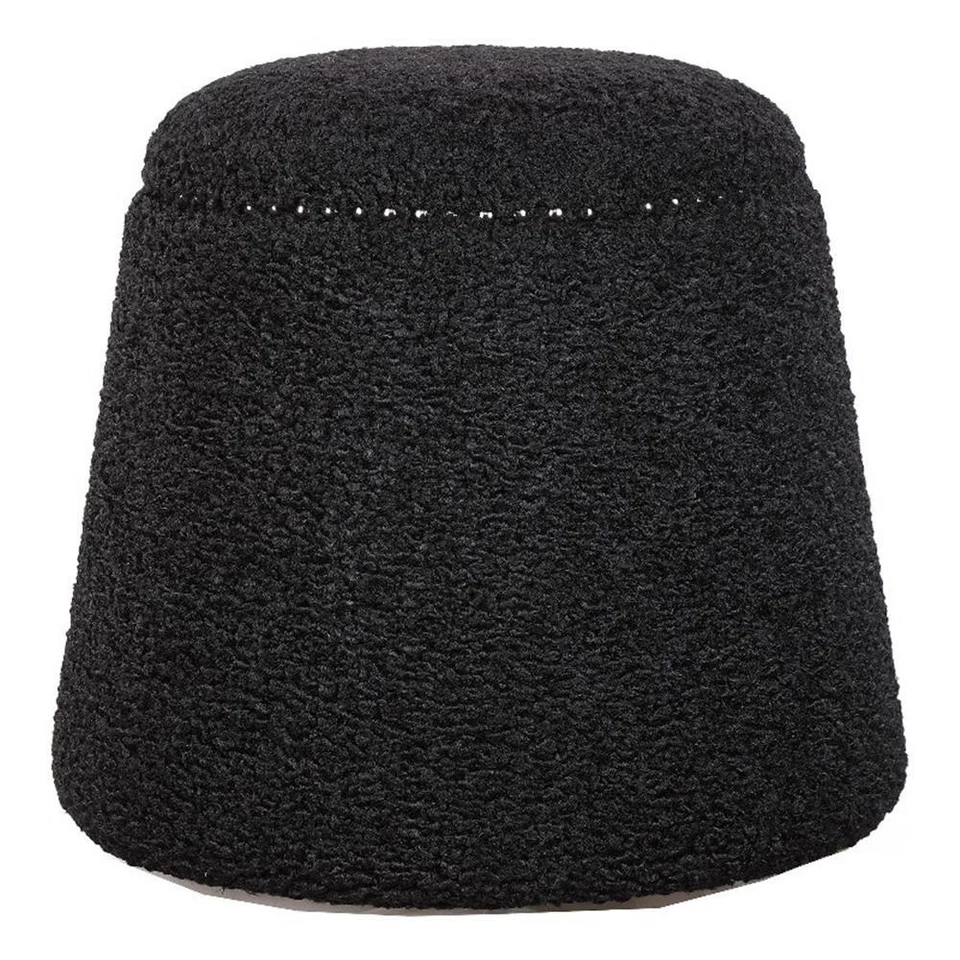 Uttermost 23575 Gumdrop - 18.5 Inch Ottoman Black Faux Shearling/black Nickel