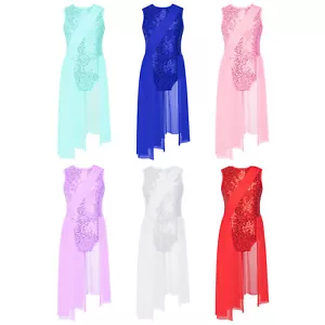 Niños Niñas Brillante Lentebrillante Vestido de Baile Falda Leotardo Lírico Contemporáneo Disfraz - Imagen 1 de 55