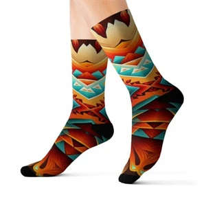 All Over Print Adult Socks Southwestern Navajo Pattern Aztec Native American - Picture 1 of 9
