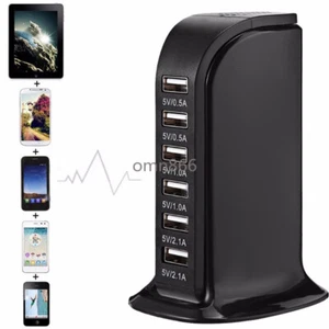 30W Multi 6 Port USB Charger 6A Rapid Charging Station Desktop Hub Connectors - Zdjęcie 1 z 27