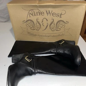 NEW Nine West Vaionesco Women’s Block 2.5”Heel Knee-Hi Boots Black Size 9.5 M - Picture 1 of 19