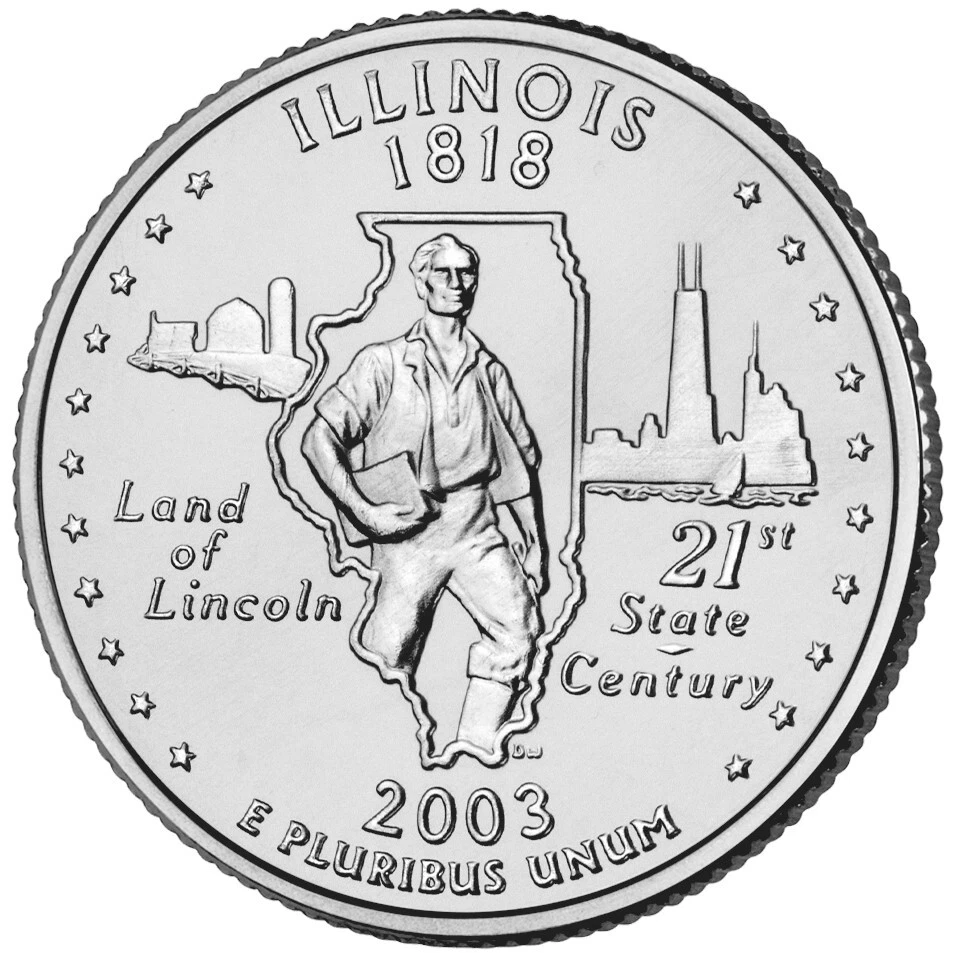 2003 P Illinois State Quarter.  Uncirculated from US Mint Roll - Image 1 of 3