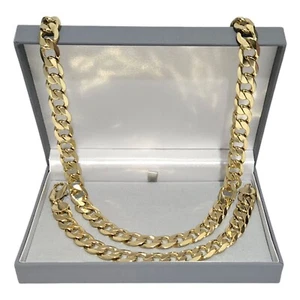 Mens 9ct Gold XP 12mm Curb Set, Bracelet 9" Chain 24" Classic Curb Set - Picture 1 of 6