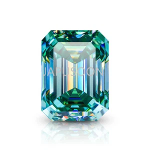 1~3ct VVS1 Blue green Excellent Emerald Cut Moissanite Loose Gemstone & GRA - Picture 1 of 6