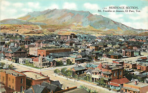 Vintage Postcard Residence Section of El Paso Overview TX Mt. Franklin