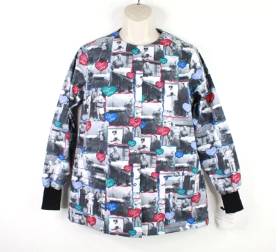 Vintage I Love Lucy Scrub Top Womens Small Long Sleeve Nurse Button Snap - Image 1 of 4