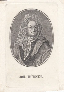 Johann Hübner (1668-1731) deutscher Schriftsteller Lehrer Orig Kupferstich 1780 - Bild 1 von 1