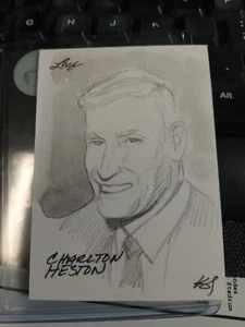 Charlton Heston 2012 Leaf National Exclusive Sketch Art Card 1/1 Movie Moses - Bild 1 von 3