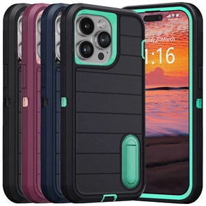 Heavy Duty Case Shockproof Stand Holder Cover For iPhone 14 Plus/Pro 14 Pro Max - Picture 1 of 36