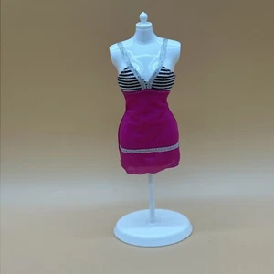 Barbie Fashionistas Doll Dress Pink Black White Stripes Replacement Doll Outfit - Picture 1 of 19