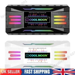 CoolMoon Magnetic ARGB Controller 4 Pin PWM 5V 3Pin Aura Sync PC Cooling Fan HUB - Afbeelding 1 van 18