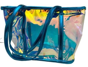 Cartera Transparente Azul Iridiscente Correa para el Hombro Festival de Conciertos NUEVO - Imagen 1 de 6