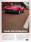 1970 CHEVROLET 454 CORVETTE LOT (2) publicités authentiques & 3 pg ESSAI ROUTIER ~ LIVRAISON GRATUITE !