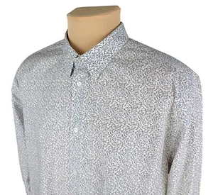 Ted Baker Herren Weiß Blumenmuster Baumwolle Langarm Hemd Größe 17,5 (XXL) - Bild 1 von 13
