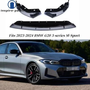 For BMW G20 LCI 330i M340I 3 Series 2023-2024 Glossy Black Front Bumper Lip Kit - Picture 1 of 15