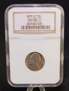 1978 D NGC MS 66 Jefferson Nickel Coin - Picture 1 of 4