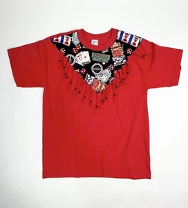 VTG LAS VEGAS CASINO T-SHIRT BEADED FRINGE GAMBLING BINGO LUCKY 7 GRANNY CORE - Picture 1 of 9