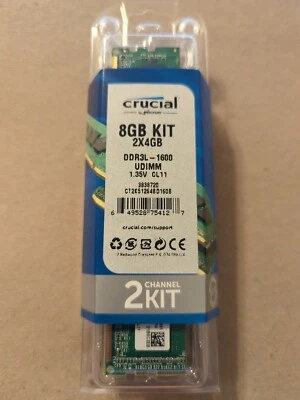Crucial 8GB RAM Kit 2X4GB DDR3L-1600 UDIMM CT2K51264BD160B - Image 1 of 4