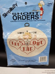 Simplicity Short Order Cross Stitch Pattern Only for the Kitchen "Let's Eat Out" - Picture 1 of 3