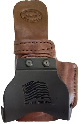 Leather Gun Holster Paddle SCCY 9MM & TR-10 LASER BROWN OWB RH A657 - Image 1 of 2