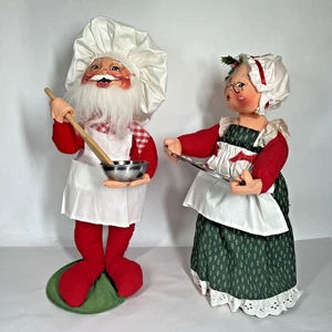Vintage Natale Grande 19" Annalee Bambole Babbo Natale e Signora Claus Baking 1991 1992 - Foto 1 di 15