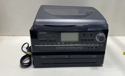 Jensen Black Turntable CD Recorder Cassette Stereo JTA-980 Home Audio System - Image 1 of 4