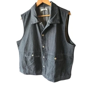 Agnes Orinda schwarz Denim ärmellose Weste Übergröße 2X lässig klassisch praktisch - Bild 1 von 5