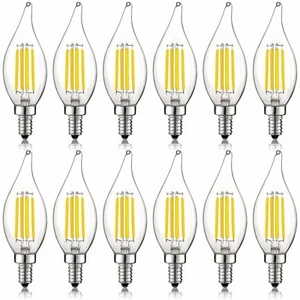 12-Pack Luxrite E12 LED Bulb 60W Equivalent 3000K 550lm Dimmable Candelabra Bulb - Picture 1 of 8