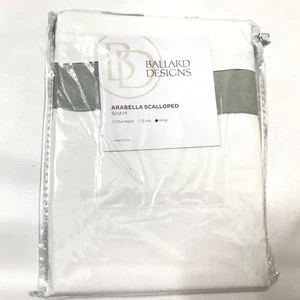 Ballard Designs Arabella gewelltes Kissen Sham King weiß grau 20 x 36 Zoll neu - Bild 1 von 3