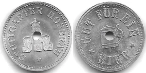 Biermarke Stuttgart Stuttgarter Hofbräu Deckelglas Gut Für Ein Bier alu, gelocht - Picture 1 of 1