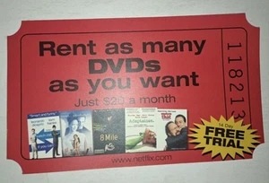 Netflix Flyer Advertisement 2004 DVD Rental Promotional Large Ticket Free Trial - Bild 1 von 8