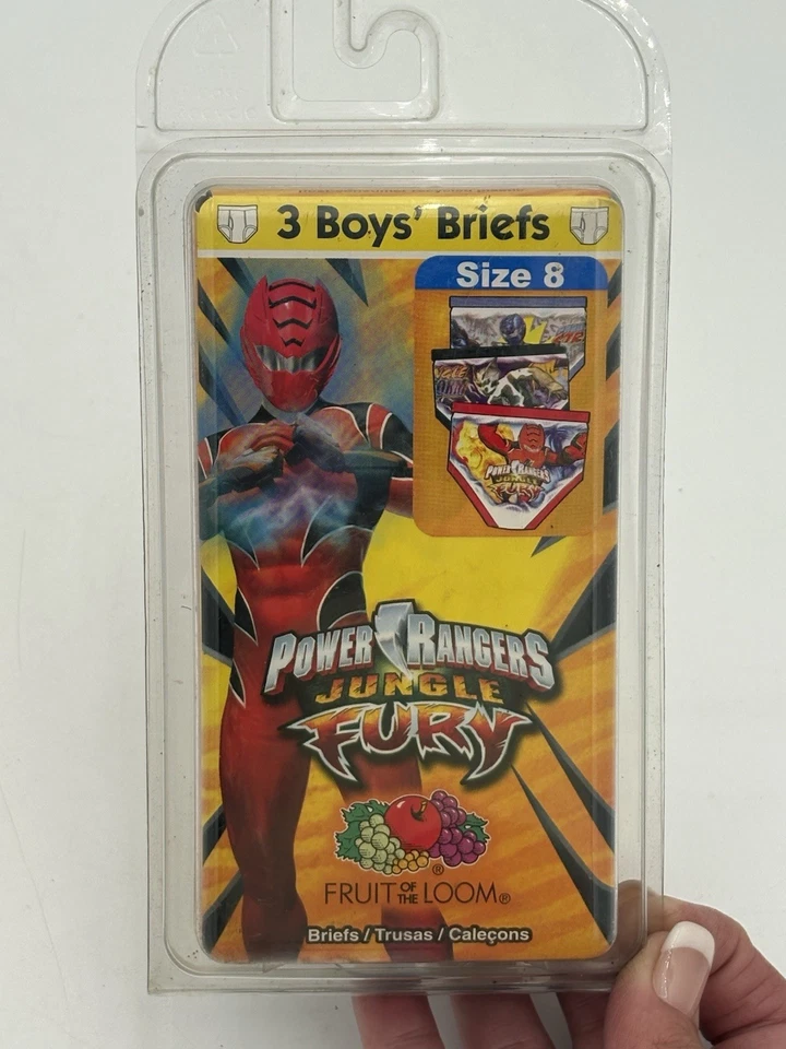VTG 2007 Power Rangers Jungle Fury Boys Briefs Sz 8 FRUIT OF THE LOOM FUNPALS - Image 1 of 4
