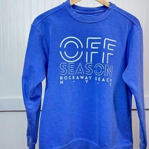 Off Season Rockaway Beach NYC Blue Crewneck Sweatshirt Pullover Women's - Picture 1 of 8