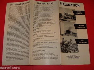 U S Dept of Interior Reclamation Projects Western US 1952 Brochure Map - Picture 1 of 1