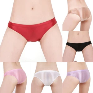 Satin Glossy Panties Smooth Underwear Bikini Bottom Briefs Sexy Swimming Pants - Picture 1 of 22
