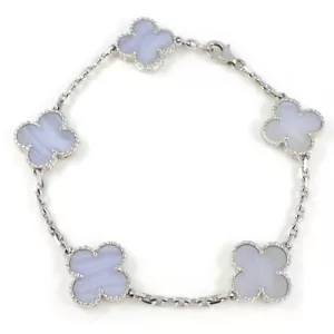 Pulsera Van Cleef & Arpels Vintage Alhambra 5 Motivos Calcedonia 750WG - Imagen 1 de 10