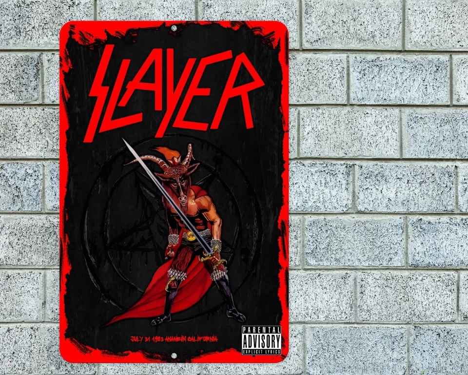 Slayer Sign Aluminum Metal 8"x12" Garage Man Cave Rock Concert - Image 1 of 1