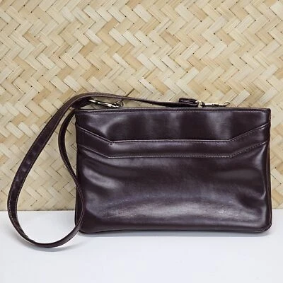 Винтажный красный Oxblood искусственной кожи сумочки трансформируемый застежки Дамская сумка минималистский EUC - Изображение 1 из 4