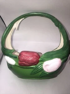 Vintage Ceramic Pink Tulip Green Leaf Circular Basket Holland 1995 Spring Time - Picture 1 of 10
