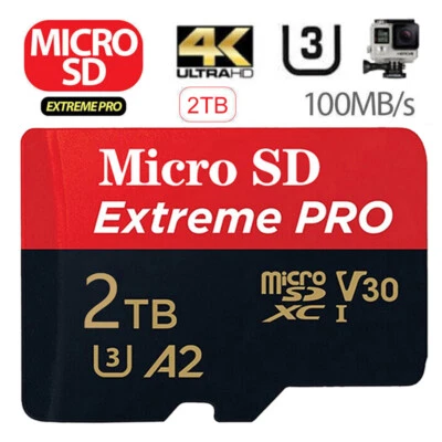 MARKENLOS Tarjeta Micro SD de 2 TB Extreme Pro micro-SDXC Class10 UHS-I U3 V30 A2 tarjeta de memoria
