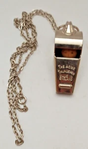 Vintage English Acme Thunderer Sports Referee Umpire Whistle England With Chain - Picture 1 of 5