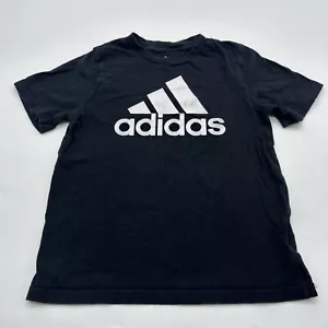 Adidas T-Shirt Youth Boy Size 6 Graphic Print Logo Black ..#22214 - Picture 1 of 8